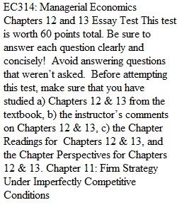 Chapter 12 & 13 Essay Test